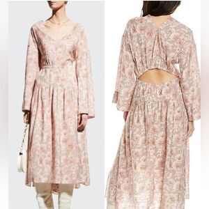 NWT VINCE Dahlia Long-sleeve Double V-neck Dress Lotus Medium